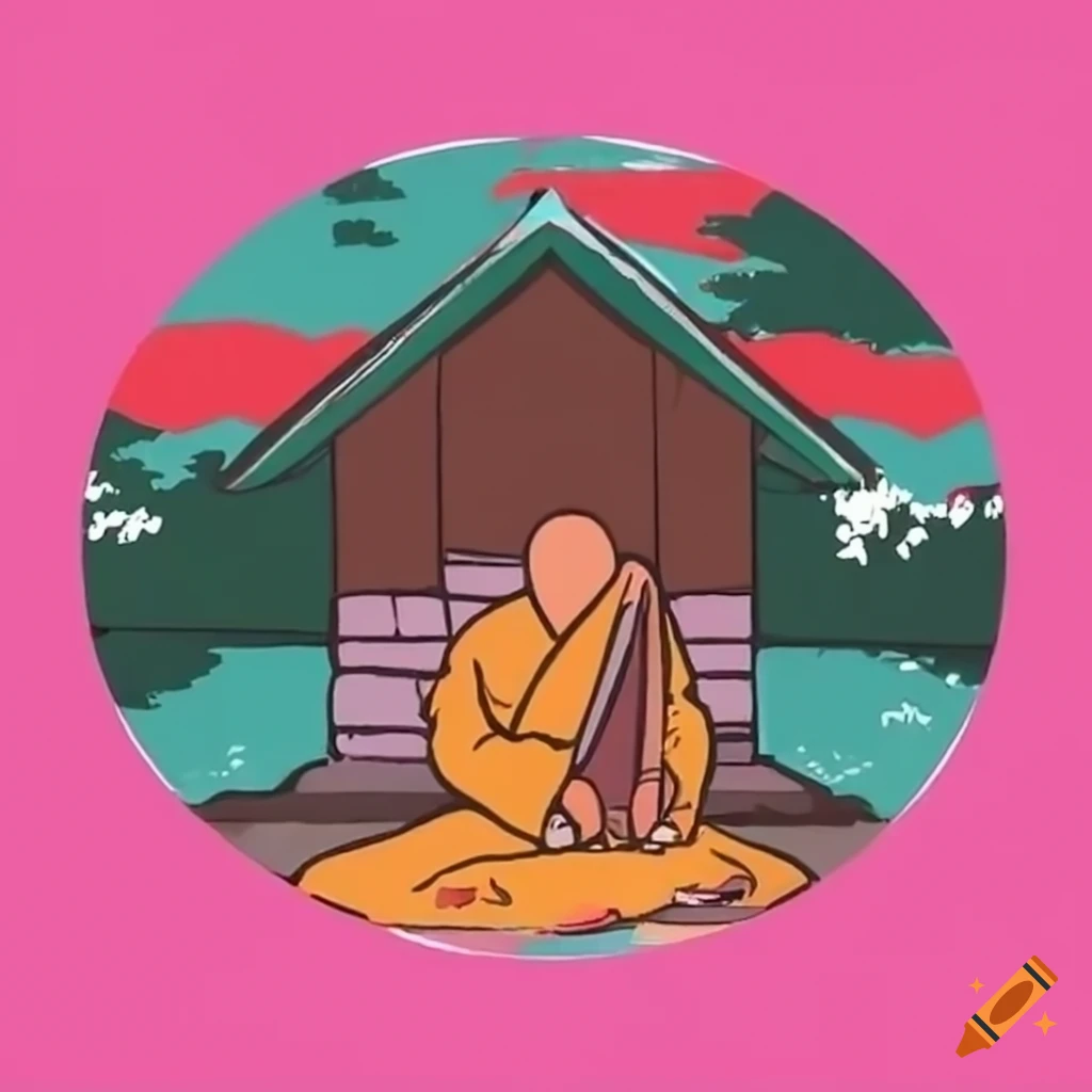 image of a zen monk in a rural Japanese hut