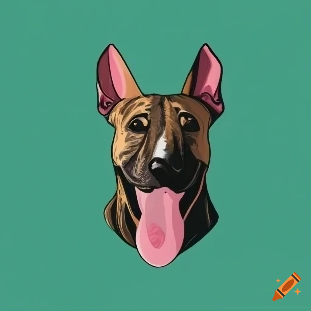 Logo design for camping and travel with a brindle bull terrier