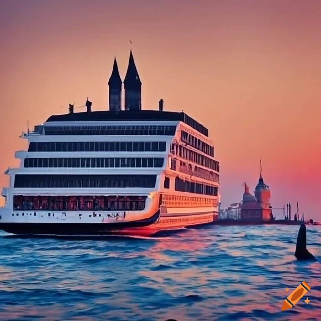 digital art of a cruise ship in Venice