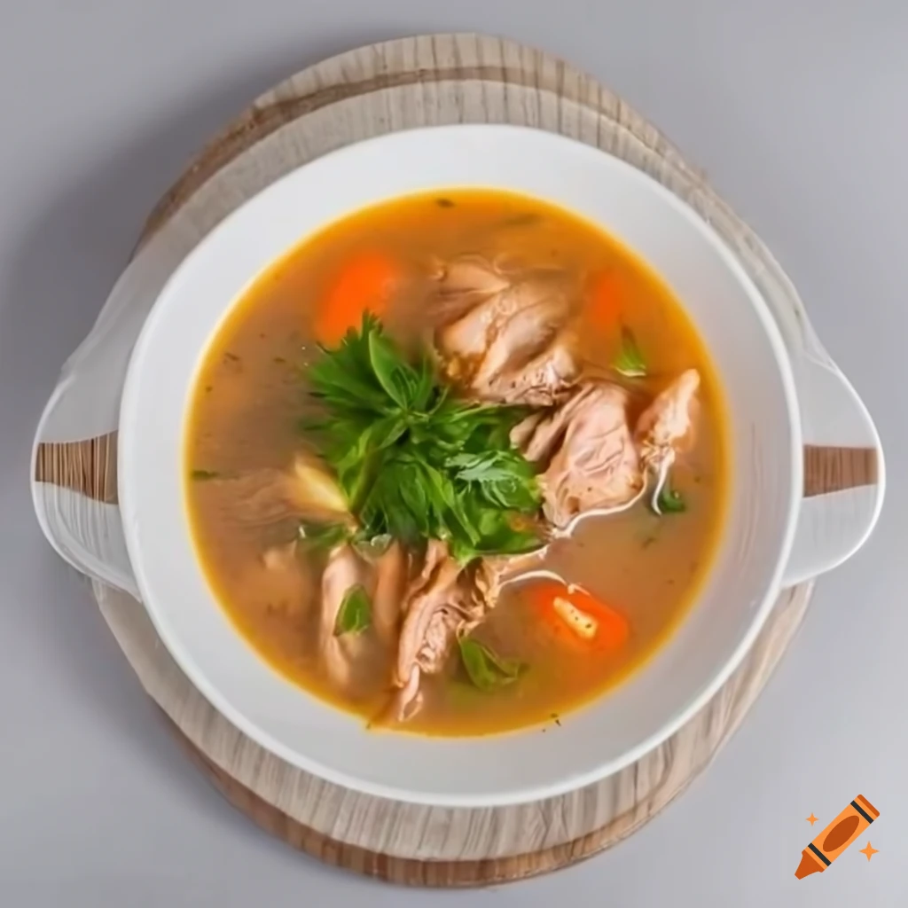 spicy chicken soup on a white background
