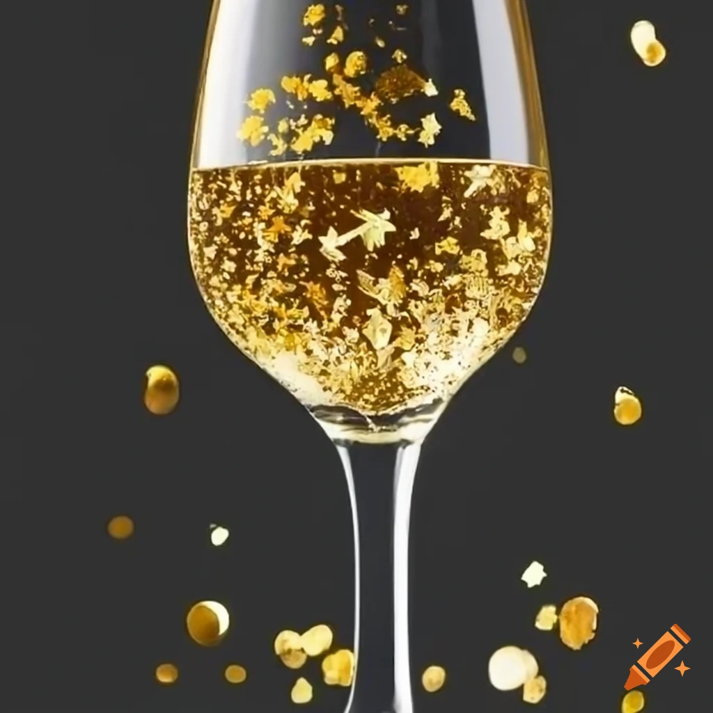 Champagne Glass With Gold Flakes On Craiyon