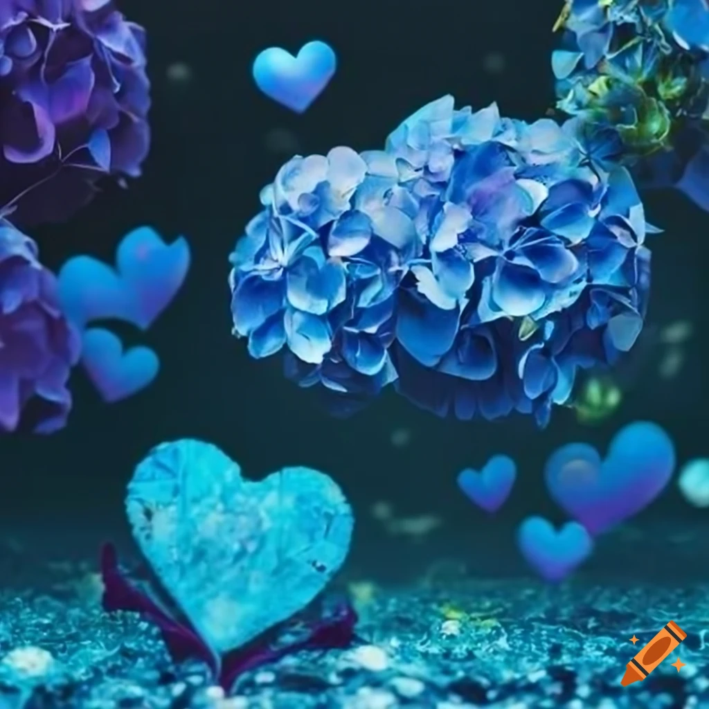 Wooden Hearts With Hydrangea Blooms Underwater On Craiyon