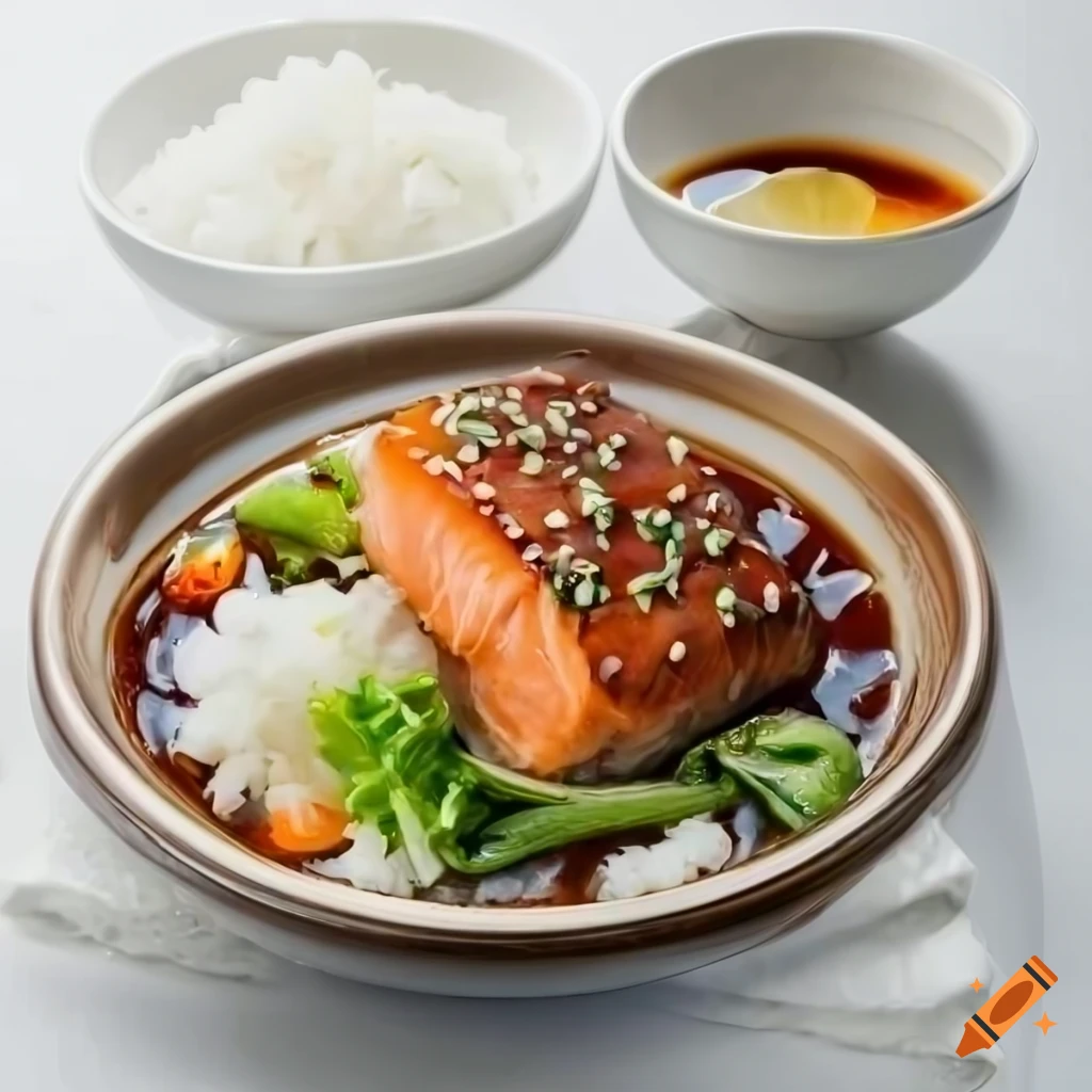 delicious broiled salmon with teriyaki sauce