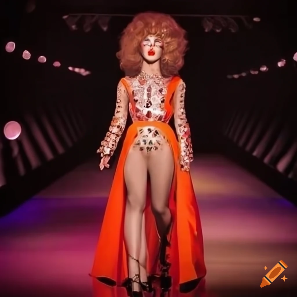 fierce drag queen in 1970s disco fashion
