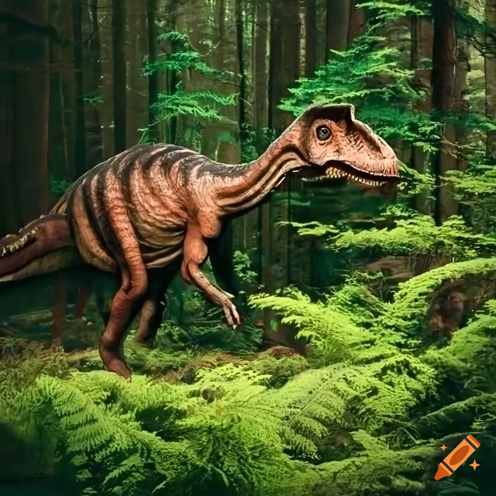 Dinosaur Couple In A Forest With Fern Undergrowth On Craiyon