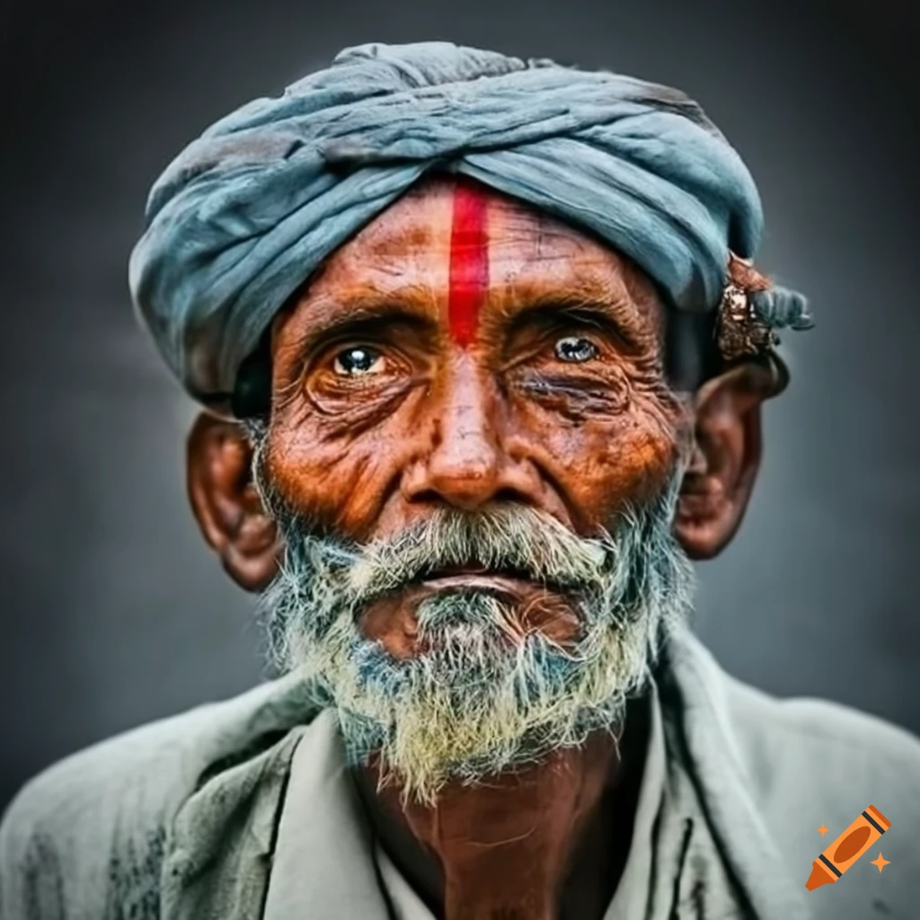 portrait of an elderly man from North India