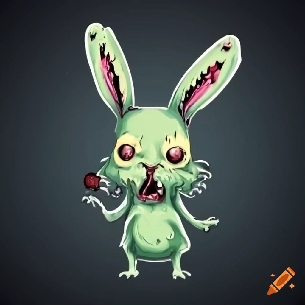 Cute bunny zombie sticker on Craiyon
