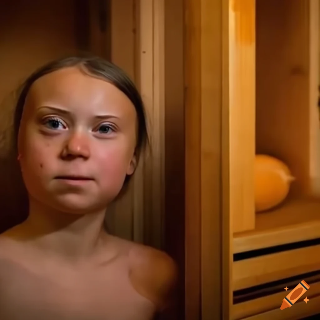 Greta Thunberg in a sauna