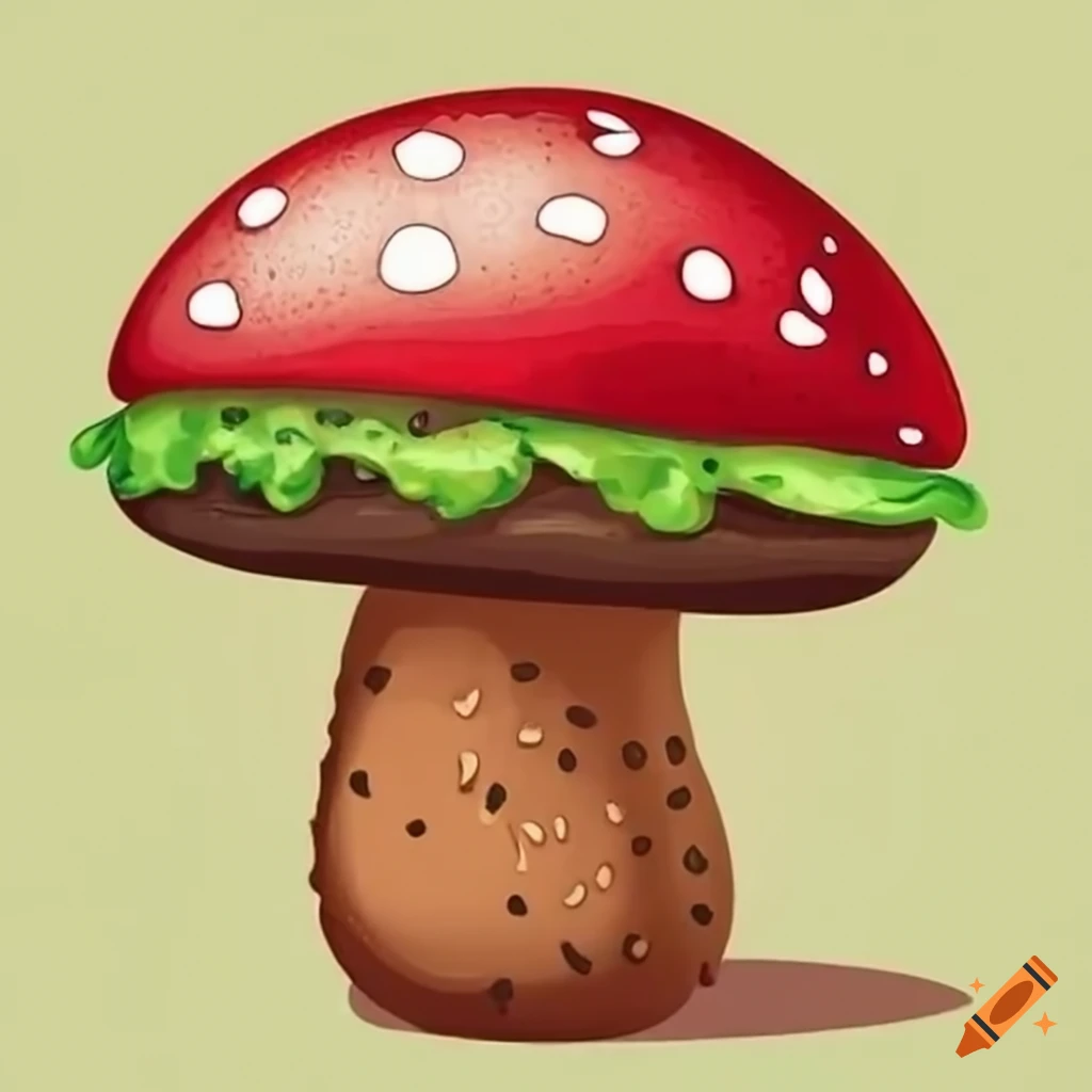 unique mushroom-shaped hamburger with sesame