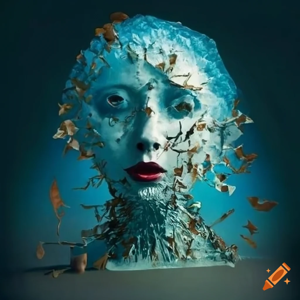 Artistic landscape with ice woman and fallen leaves on Craiyon