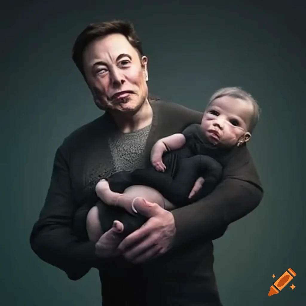 Elon musk with triplets on Craiyon