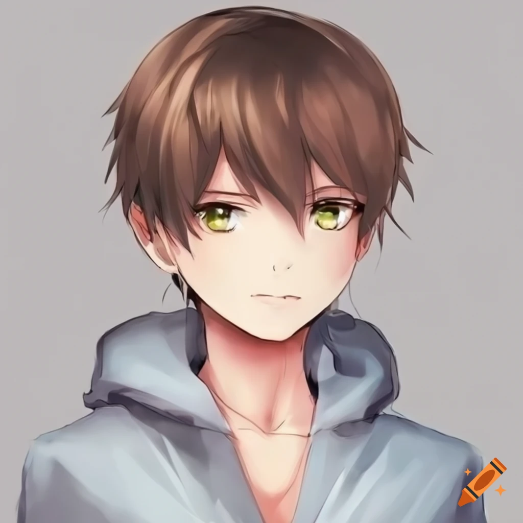 cute anime boy with short brown hair