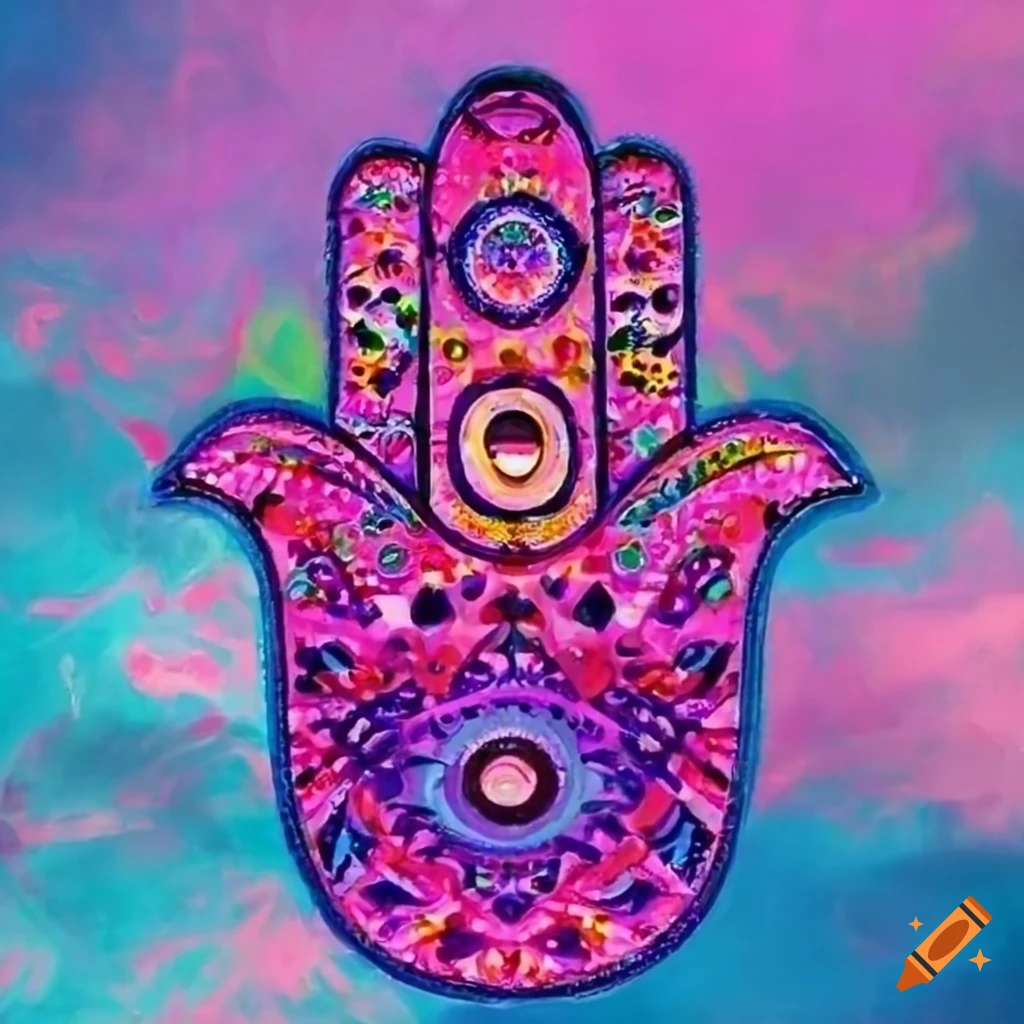 Dream Pop Style Hamsa Art By Lisa Frank On Craiyon