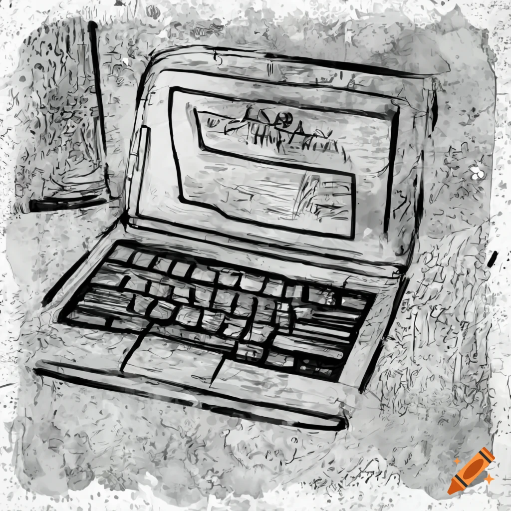 laptop keyboard digital technology image vector illustration drawing style  Stock Vector | Adobe Stock