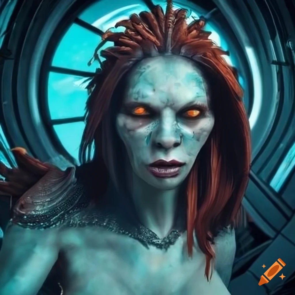 Image of a lizard woman on a starship