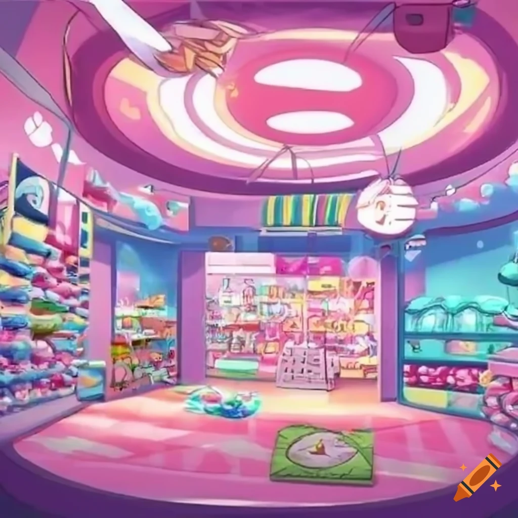 interior of a colorful candy store