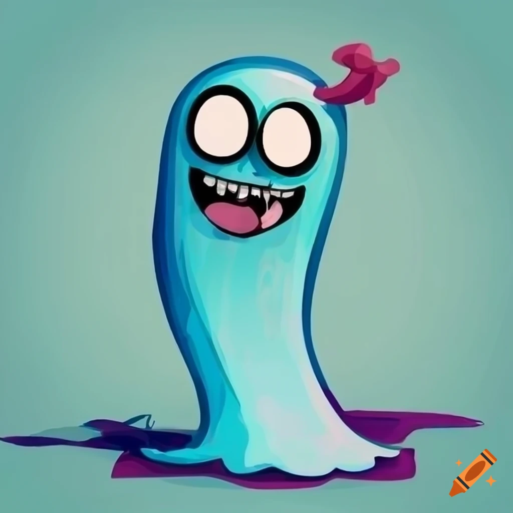 playful ghost character in 90's cartoon style