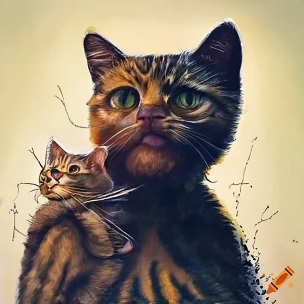 Controversial artwork with cat message