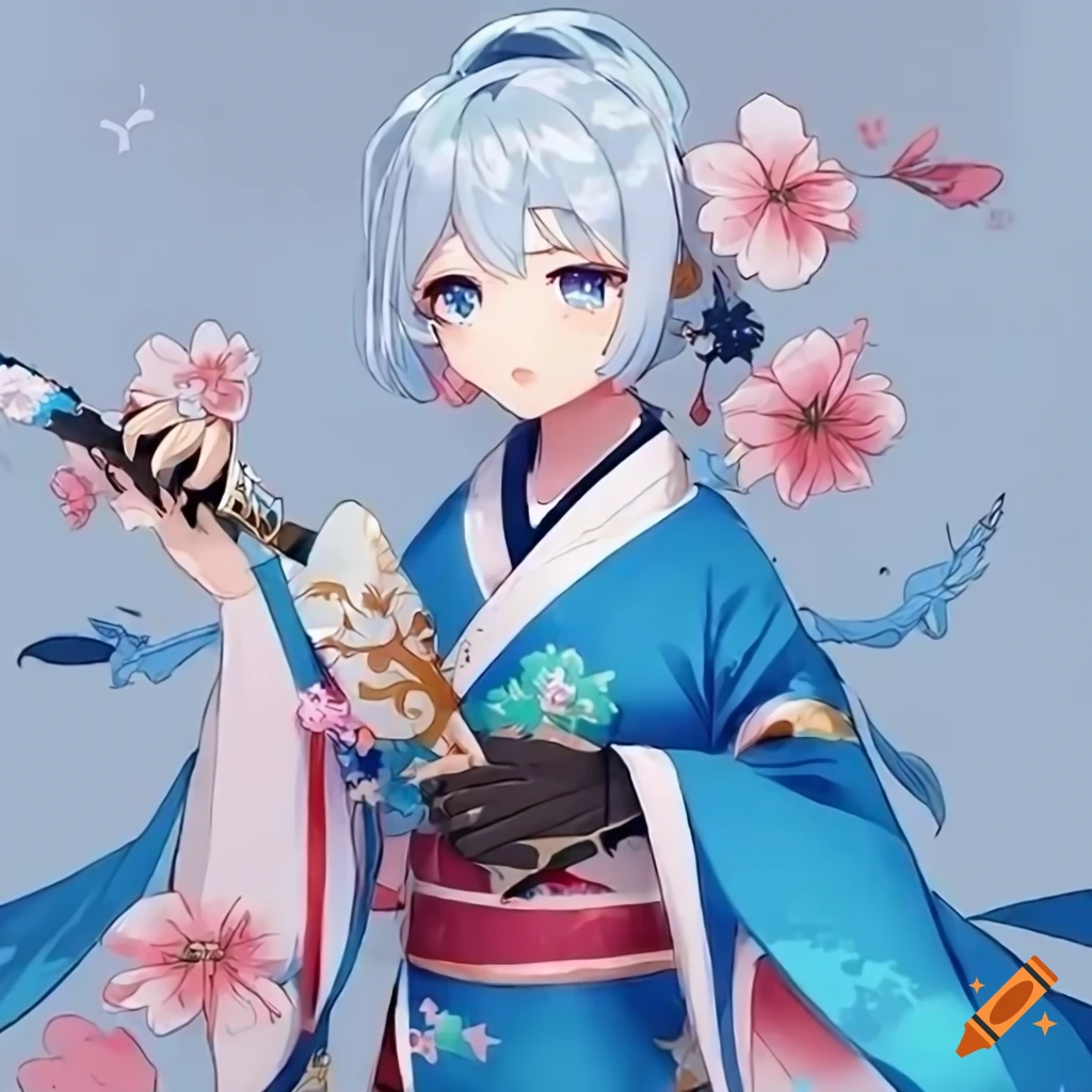 Free Photo Prompt | Anime Boy in Traditional Japanese Kimono Under Cherry  Blossoms