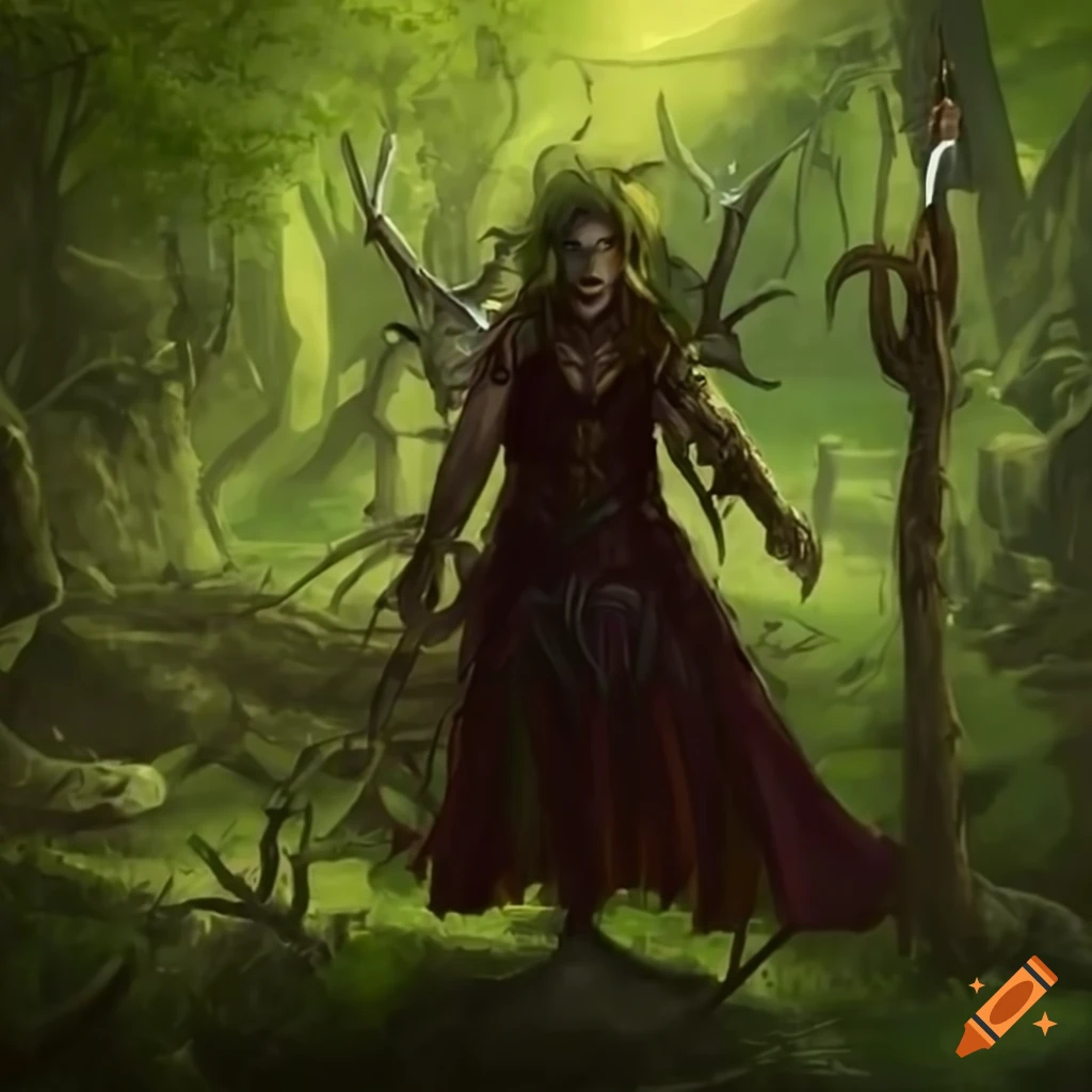 image of a fierce druid with two swords