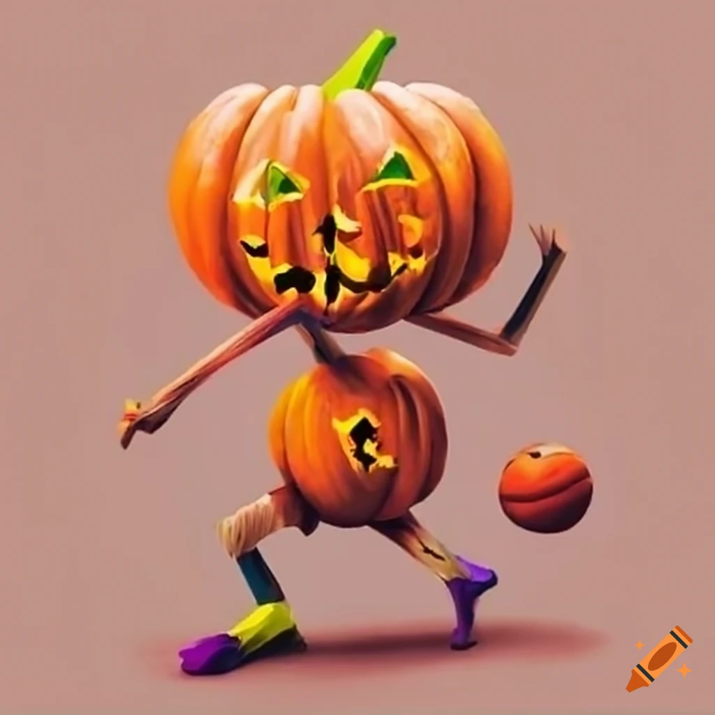crayon drawings of pumpkin basketball players