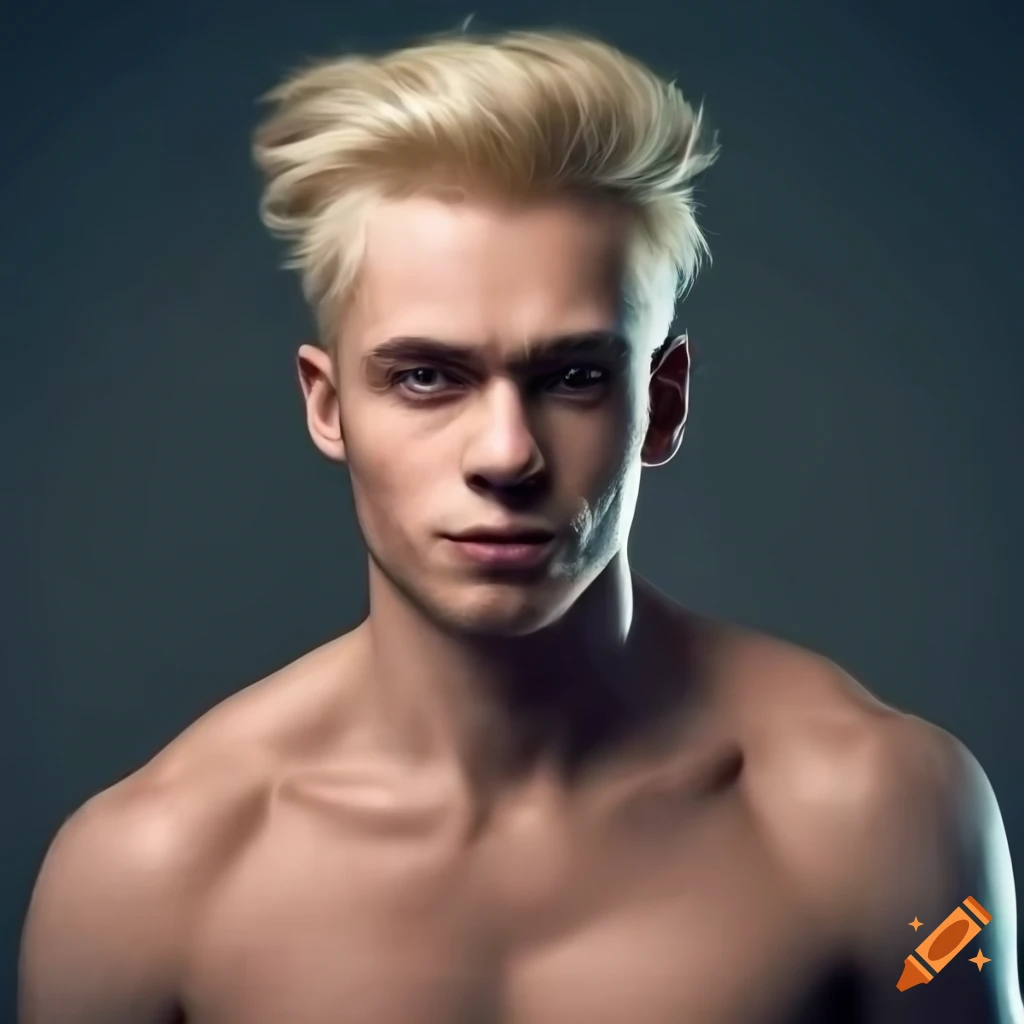 Ultrarealistic depiction of a tall, athletic blond man on Craiyon