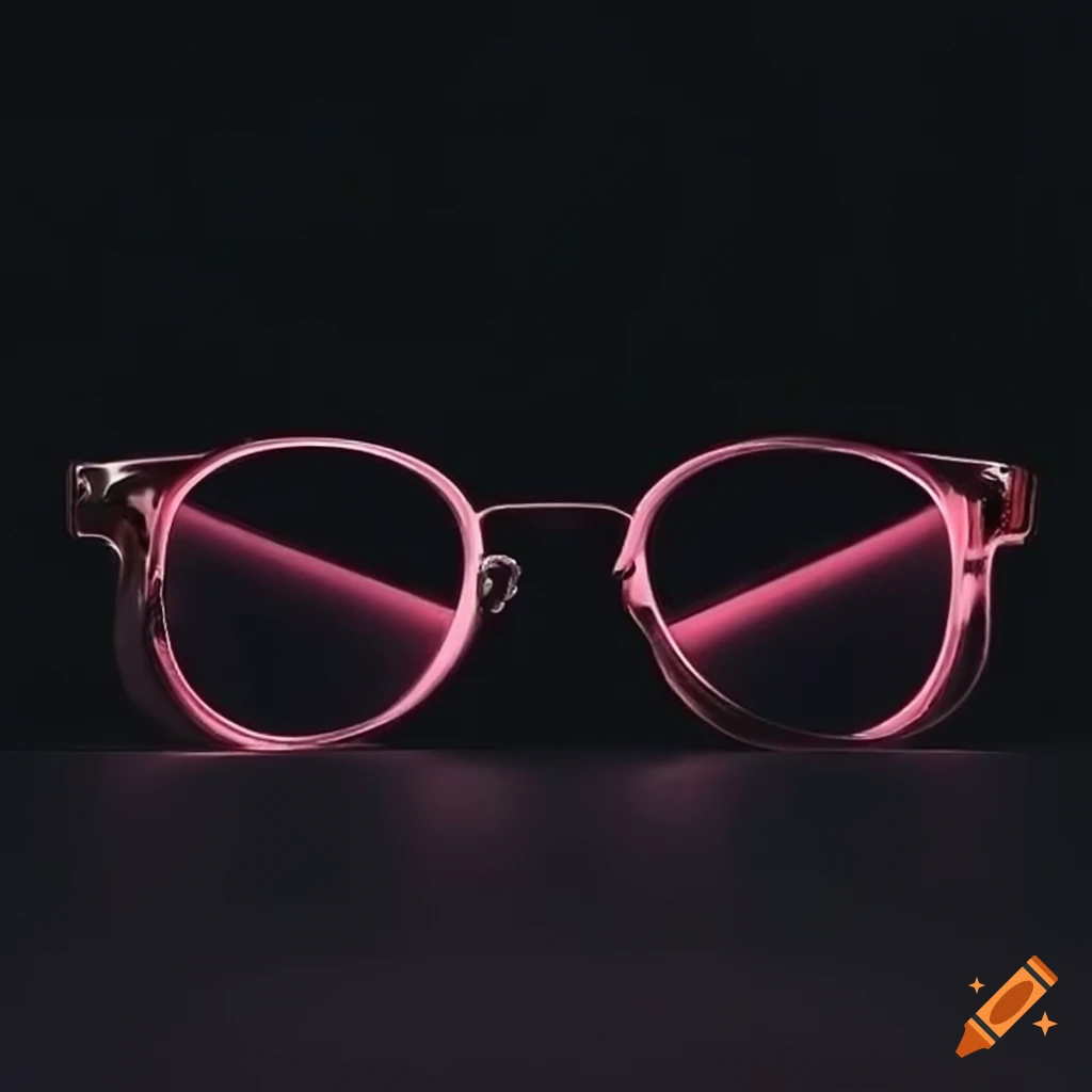 rose-tinted glasses reflecting a modern cityscape