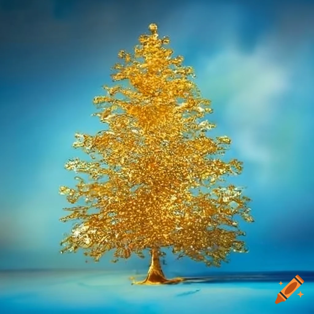 Gold and diamond gemstone tree on Craiyon