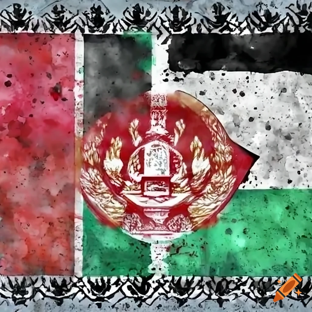 Illustration of the afghanistan flag during war on Craiyon