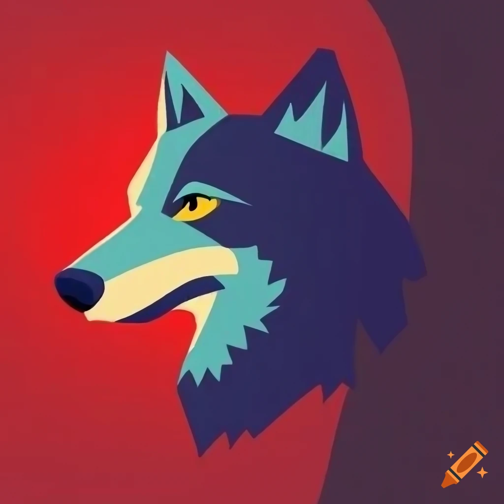 flat design of a Marxist-Leninist wolf logo