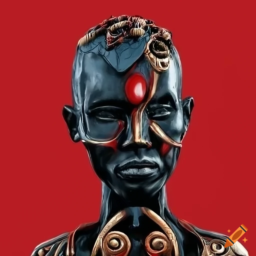 surreal African style art with cyborg elements