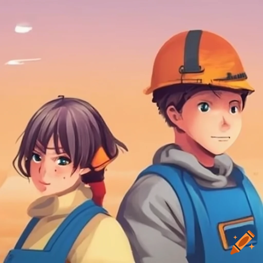 excavator maintenance by a man and a woman