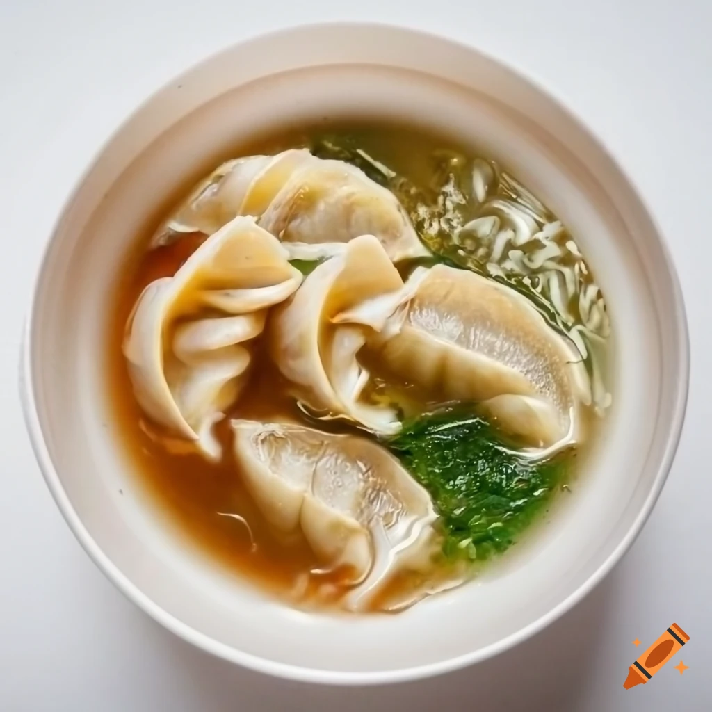 gyoza soup on a white background