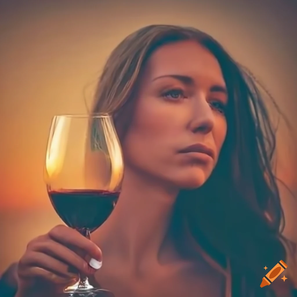 woman-enjoying-wine-at-sunset-on-craiyon