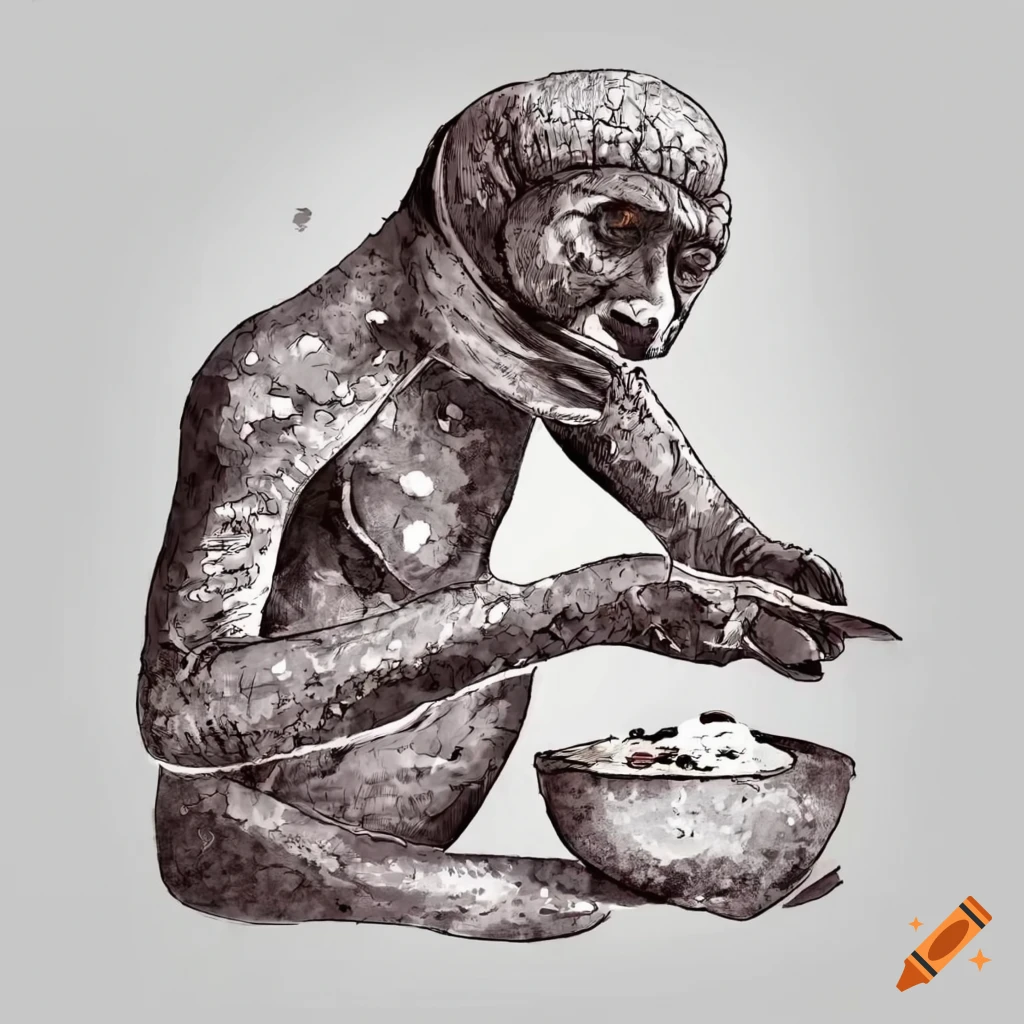 humorous illustration of human evolution with "hummusapiens"