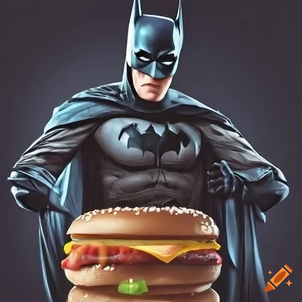Batman drinking a soda at a fast food restaurant