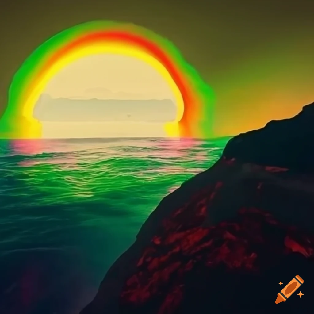 translucent rainbow volcanic landscape
