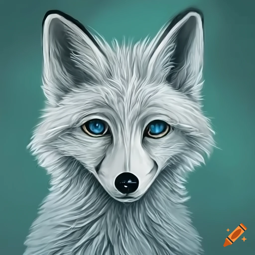 digital art of a white fox drinking a blue beer