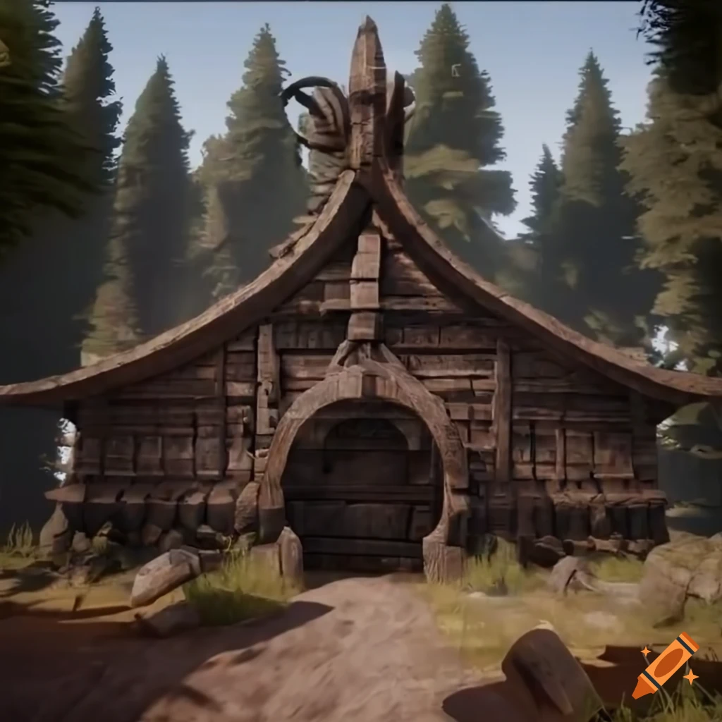 Image of a wooden temple in a pine forest on Craiyon