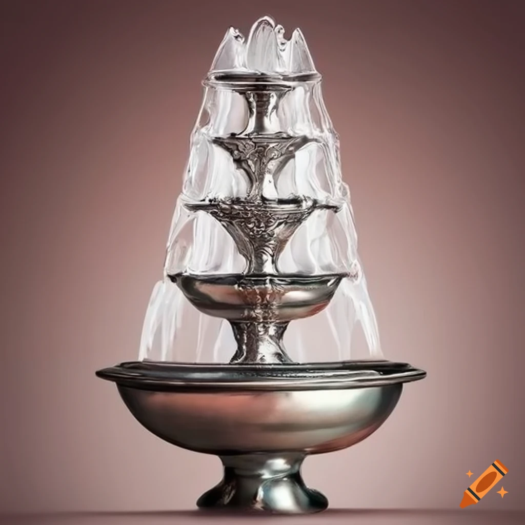 silver fountain on a silver plate