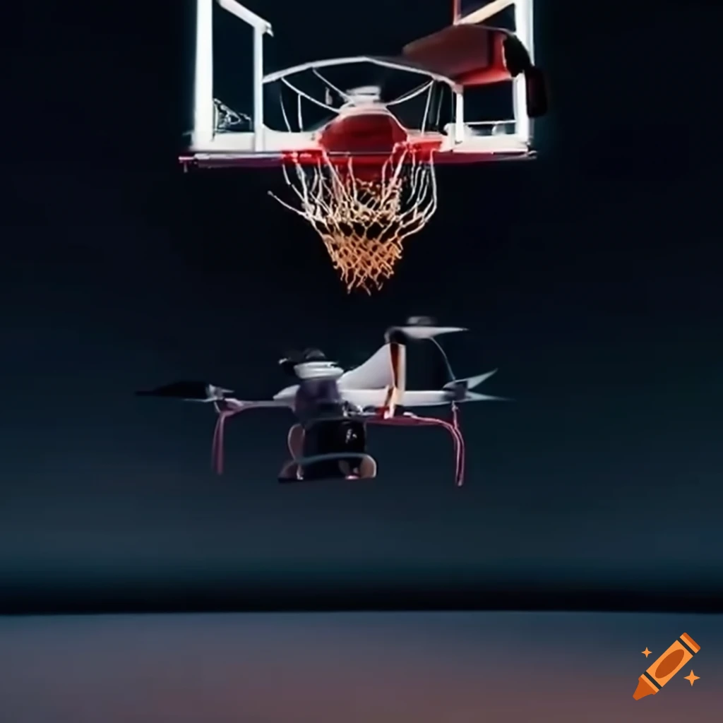 Drone playing basketball in nba game on Craiyon