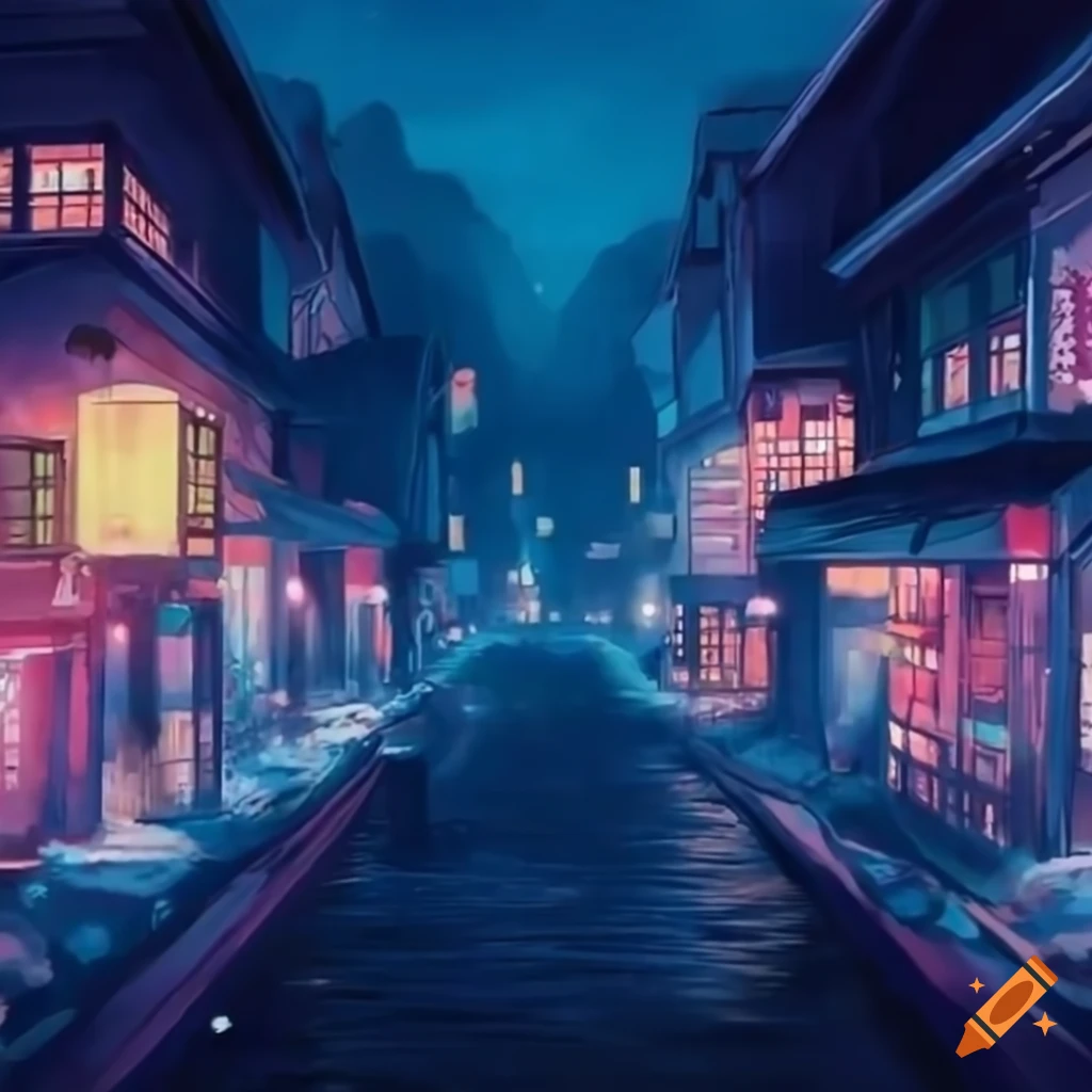 Lofi art of a japanese city at night