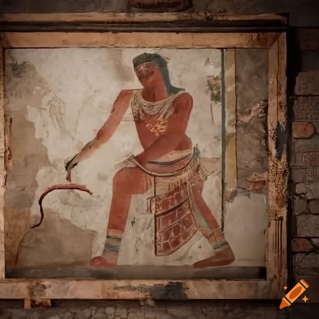 Unreal Engine 5 fresco of a white auroch on wall