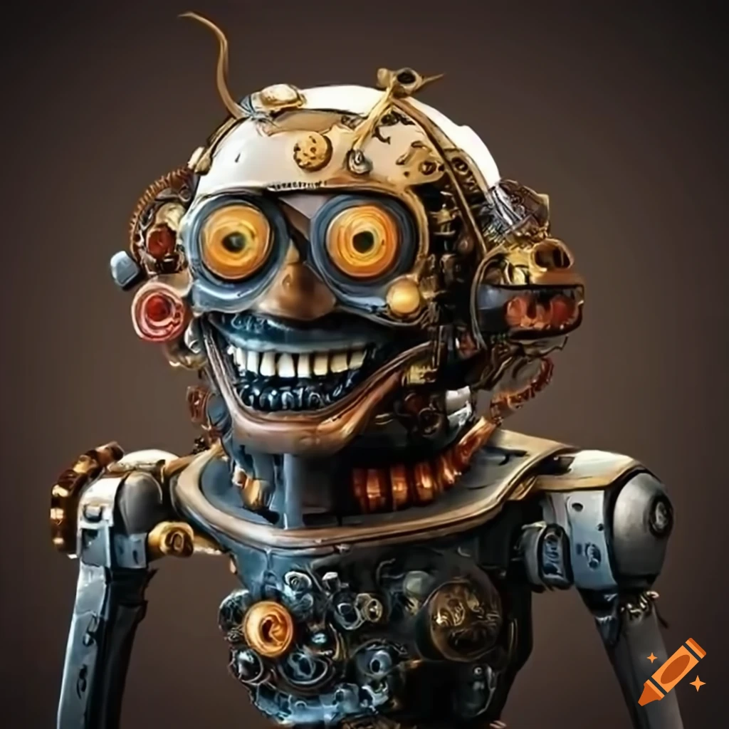 steampunk robot laughing