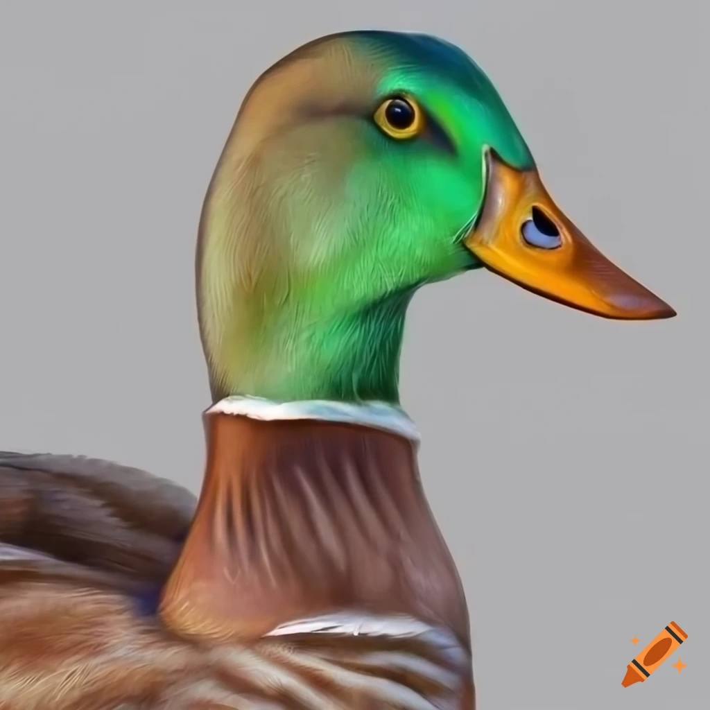 realistic brown duck looking to the right