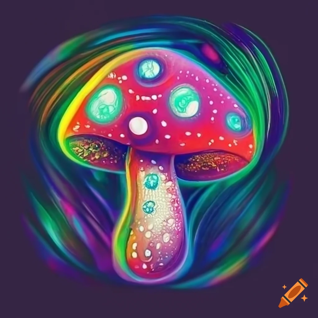 Colorful logo of a mystical mushroom