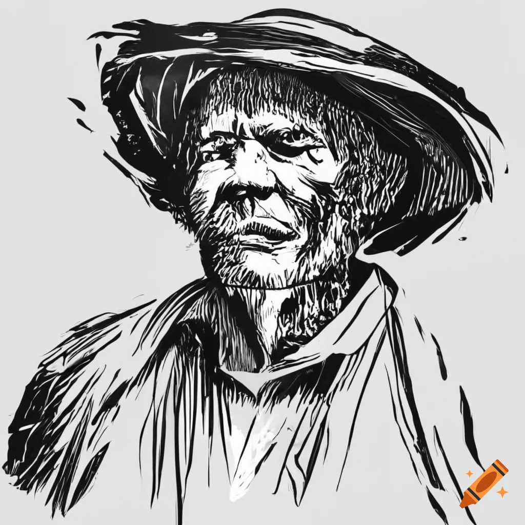 Drawing, Farmer s, monochrome, head png | PNGEgg