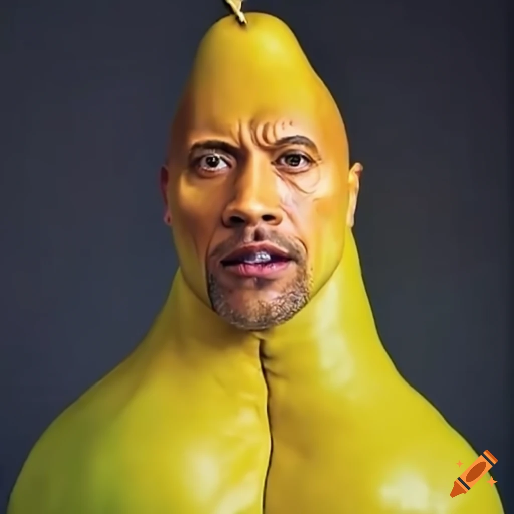 Dwayne Johnson in yellow pear costume
