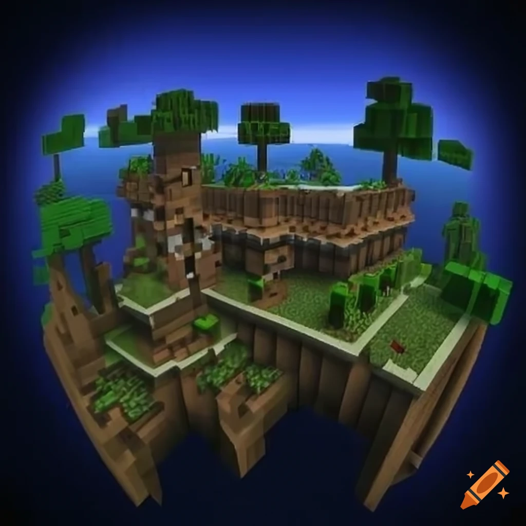 Minecraft whole planet with builds on it and not realistic (builds are  oversized), cartoon style