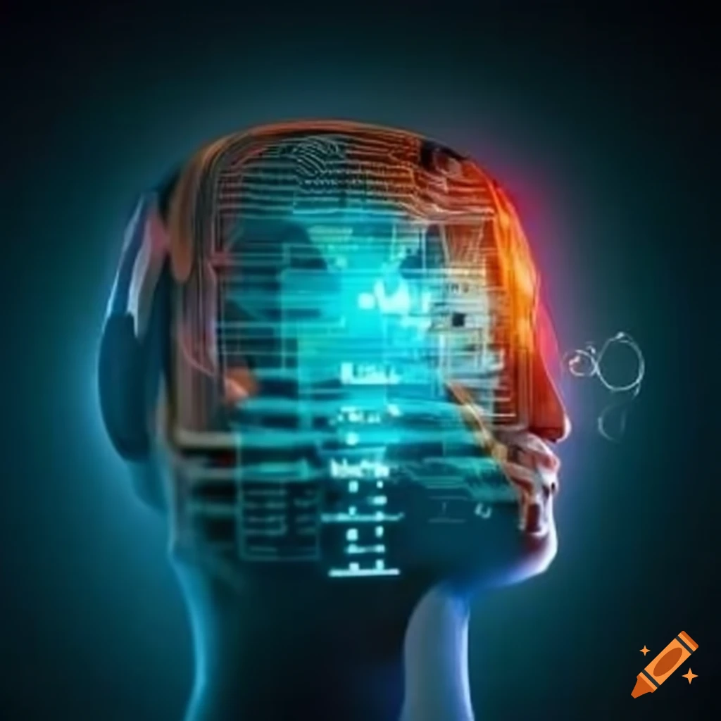 Illustration of ai possibilities in a library on Craiyon